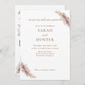 Pampas Grass Boho Foto QR Code Hochzeit Einladung (Vorne/Hinten)