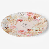 Pampas Grass Boho Gemustertes Brautparty Pappteller (Schrägansicht)