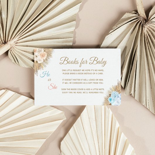 Pampas Grass Boho Gender Reveal Bücher für Baby Begleitkarte