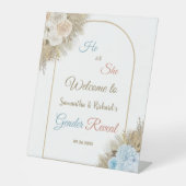 Pampas Grass Boho Gender Reveal Willkommen Sockelschild (Vorderseite)