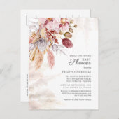 Pampas Grass Boho Getrocknete Blume Kinderdusche Einladungspostkarte (Vorne/Hinten)