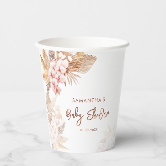 Pampas Grass Boho Girl Babydusche Pappbecher (Vorderseite)