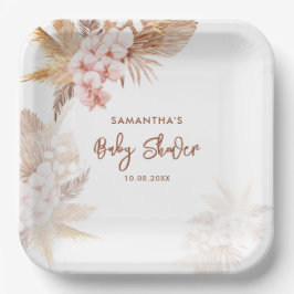 Pampas Grass Boho Girl Babydusche Pappteller