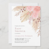 Pampas Grass Boho Girl's Baby Shower Einladung (Vorderseite)