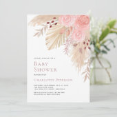 Pampas Grass Boho Girl's Baby Shower Einladung (Stehend Vorderseite)