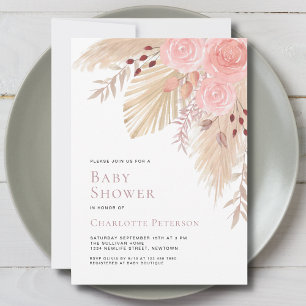 Pampas Grass Boho Girl's Baby Shower Einladung