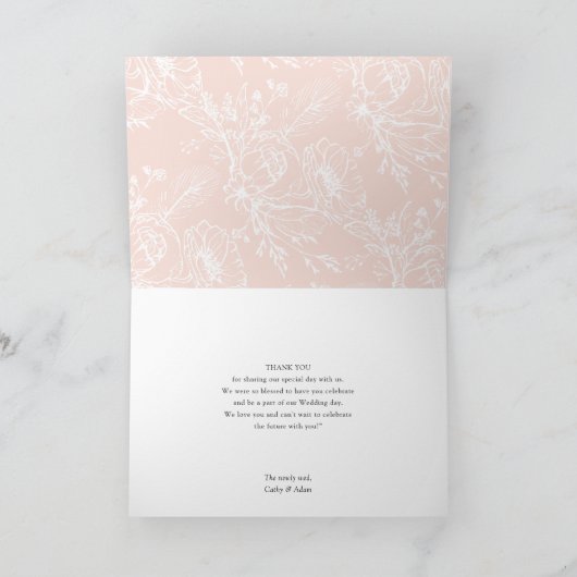 Pampas Grass Boho Hochzeit Blumenbogen Moderne Dankeskarte (Innenseite)