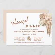 Pampas Grass Boho Hochzeit Probe Dinner