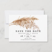 Pampas Grass Boho Hochzeit Speichern Sie die Datum Einladung (Vorderseite)