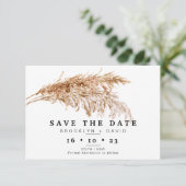 Pampas Grass Boho Hochzeit Speichern Sie die Datum Einladung (Stehend Vorderseite)