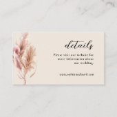 Pampas Grass Boho Hochzeitsdetails Begleitkarte (Vorderseite)
