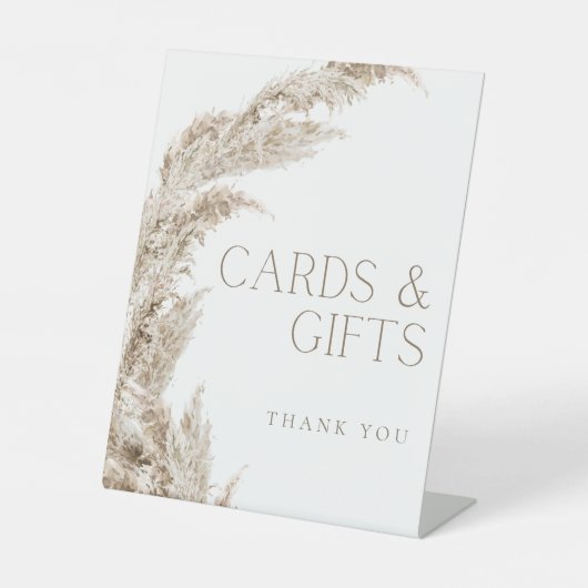 Pampas Grass Boho Karten und Geschenke Sockelschild (Vorderseite)