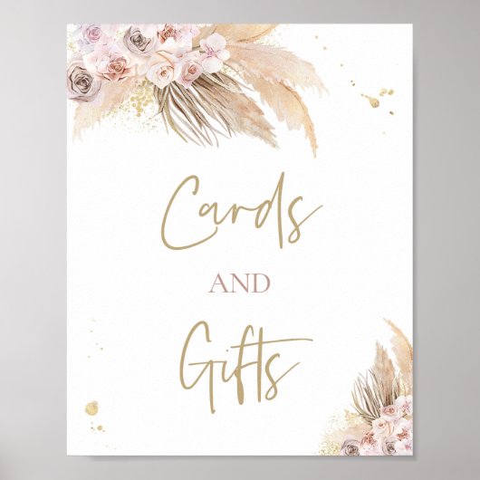 Pampas Grass Boho Kinderduschkarten und Geschenke Poster (Vorne)