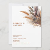 Pampas Grass | Boho Minimalistisch | QR Code Weddi Einladung (Vorderseite)