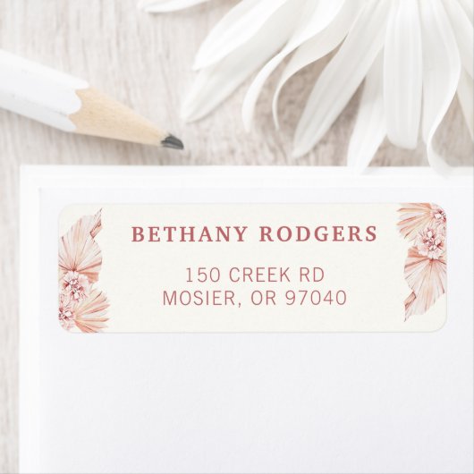 Pampas Grass Boho Moderne Envelope Rücksendeadress (Insitu)