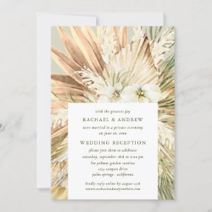 Pampas Grass Boho Moderne Hochzeitsempfehlung Einladung