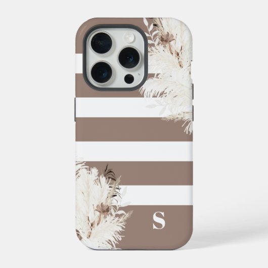 Pampas Grass Boho Monogram iPhone Hülle (Rückseite)