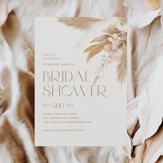 Pampas Grass Boho Neutrales Brautparty Einladung