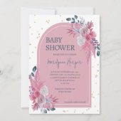 Pampas Grass Boho Pink Babydusche Einladung (Vorderseite)