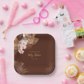 Pampas Grass Boho Pink Bläschen Baby Dusche Pappteller (Party)