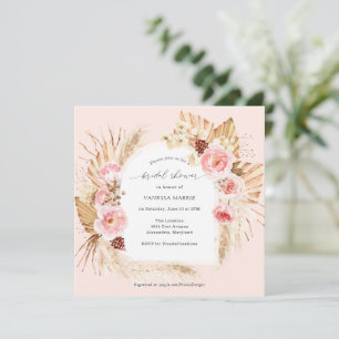 Pampas Grass Boho Pink Brautparty Invita Einladung