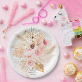 Pampas Grass Boho Pink Floral Baby Girl Dusche Pappteller (Party)