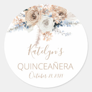 Pampas Grass Boho Quinceañera Gefallen-Sticker Runder Aufkleber