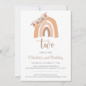 Pampas Grass Boho Rainbow Minimalistisch Geburtsta Einladung (Vorderseite)