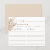 Pampas Grass boho Rezept Karte (Vorne/Hinten)