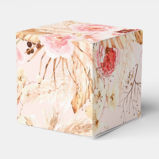 Pampas Grass boho rosa Blütendusche Geschenkschachtel (Rückseite)