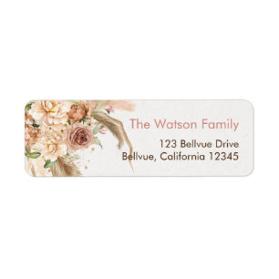 Pampas grass boho Rose bohemian Adressetiketten