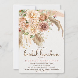 Pampas grass boho Rose Bridal Luncheon Einladung