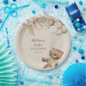 Pampas Grass Boho Teddy Bear Baby Shower Paper Pla Pappteller (Party)