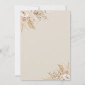 Pampas Grass Boho Teddy Bear Babydusche Einladung (Rückseite)