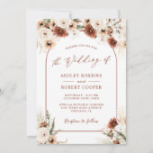 Pampas Grass Boho Terracotta Arch Foto Hochzeit Einladung (Vorderseite)