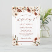 Pampas Grass Boho Terracotta Arch Foto Hochzeit Einladung (Stehend Vorderseite)