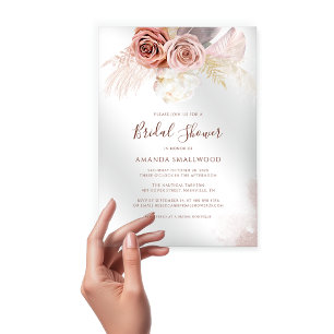 Pampas Grass Boho Terracotta Brautparty Acryleinladungen