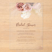 Pampas Grass Boho Terracotta Brautparty Acryleinladungen (Vorderseite)