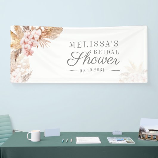 Pampas Grass Boho Terracotta Brautparty Banner (Messe)