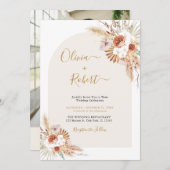 Pampas Grass Boho Terracotta Hochzeit Einladung (Vorne/Hinten)