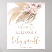 Pampas grass boho Thema Baby Sprinktee Begrüßungsz Poster (Vorne)
