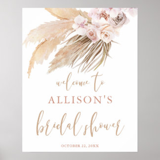 Pampas grass boho Thema Brautparty Begrüßungszeich Poster