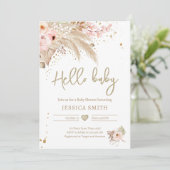 Pampas Grass Boho Tropical Rustic Girl Baby Dusche Einladung (Stehend Vorderseite)