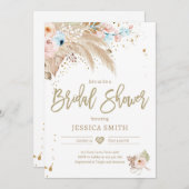 Pampas Grass Boho Tropical Rustikales Brautparty i Einladung (Vorne/Hinten)