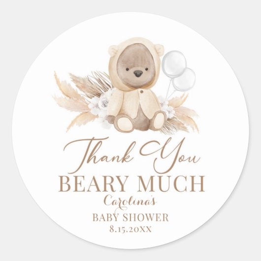 Pampas Grass Boho Vielen Dank Beary Much Aufkleber (Vorderseite)