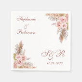 Pampas Grass Boho Wedding Cocktail Paper Serviette (Vorderseite)