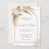 Pampas Grass Boho Wedding Einladung (Vorderseite)