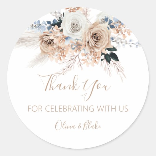 Pampas Grass Boho Wedding Favor Stickers (Vorderseite)