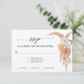 Pampas Grass Boho White Floral Tropical Palm UAWG RSVP Karte (Stehend Vorderseite)