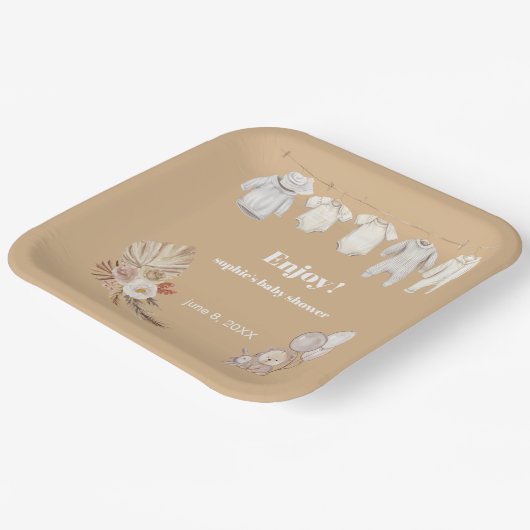 Pampas Grass Boho wir können frühzeitig abwarten B Pappteller (Gewinkelt)